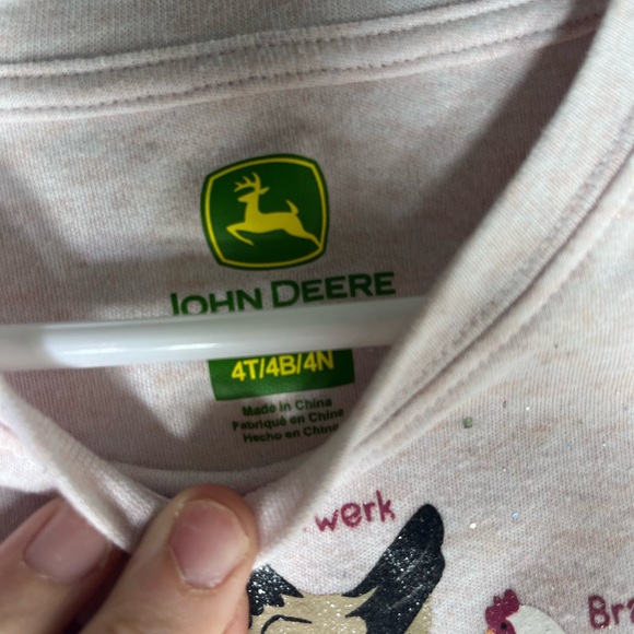 John Deere Toddler Girls Chicken Graphic Long Sleeve Shirt Pink Glitter 4T - Picture 6 of 7